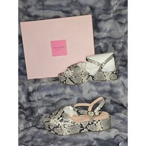 NWB‎ Kate Spade Bunton Diamant Lux Embossed Snake Platform Sandals US 8.5